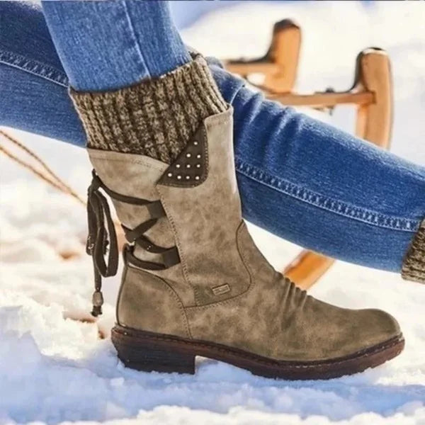 LETZTER TAG – 80 % RABATT 🔥 Damen Winterstiefel mit orthopädischer Unterstützung, Schleifendetail & warmer Wollfütterung