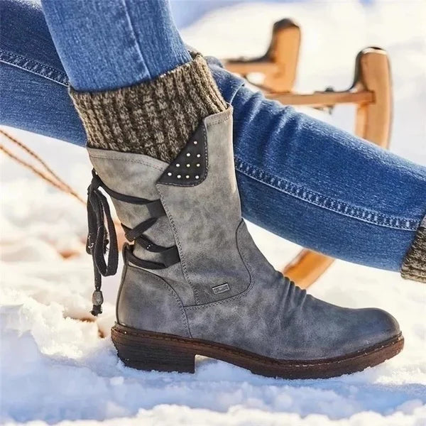 LETZTER TAG – 80 % RABATT 🔥 Damen Winterstiefel mit orthopädischer Unterstützung, Schleifendetail & warmer Wollfütterung