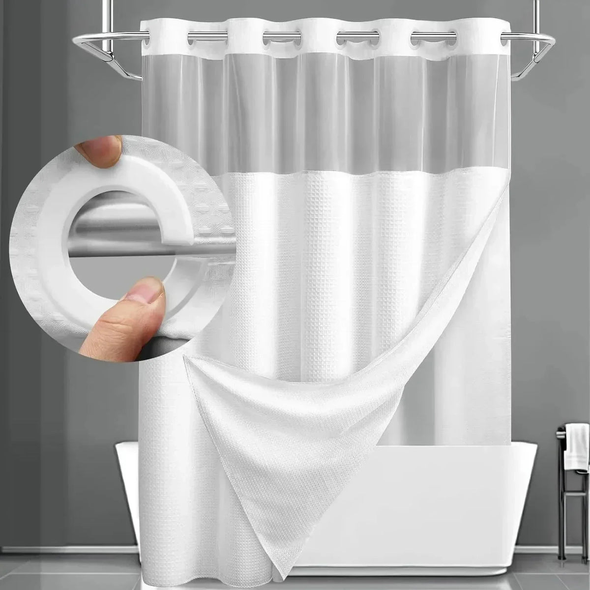 Duschvorhang-Set mit abnehmbarem Innenvorhang – Produktansicht 14