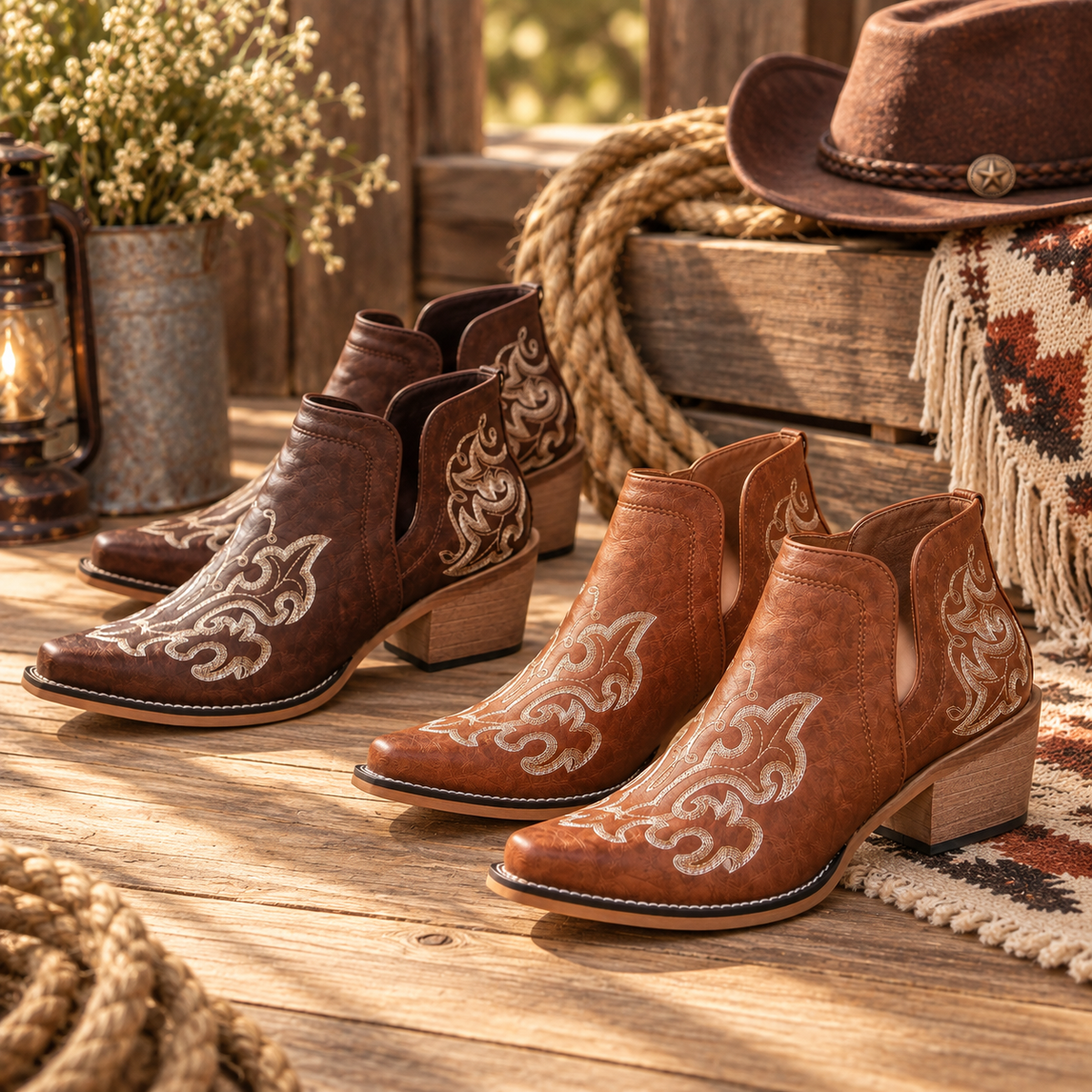 Damen-Western-Stiefeletten mit Stickerei – Produktansicht 7